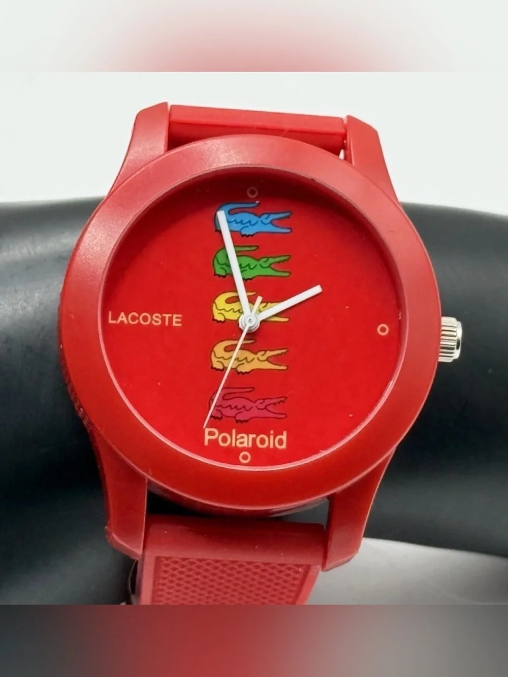 Rare Red Lacoste x Polaroid L.12.12 Special Edition Watch Mint EUC
